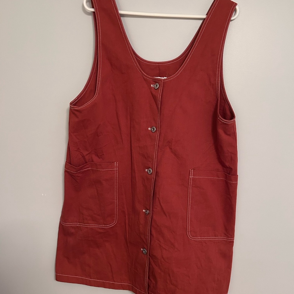 Mod Ref Button Down Dress In Rust - image 1